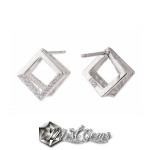 Baza Confectionat Cercei din Argint 925-Romb-cu Cubic Zirconia-10X10mm -1pereche