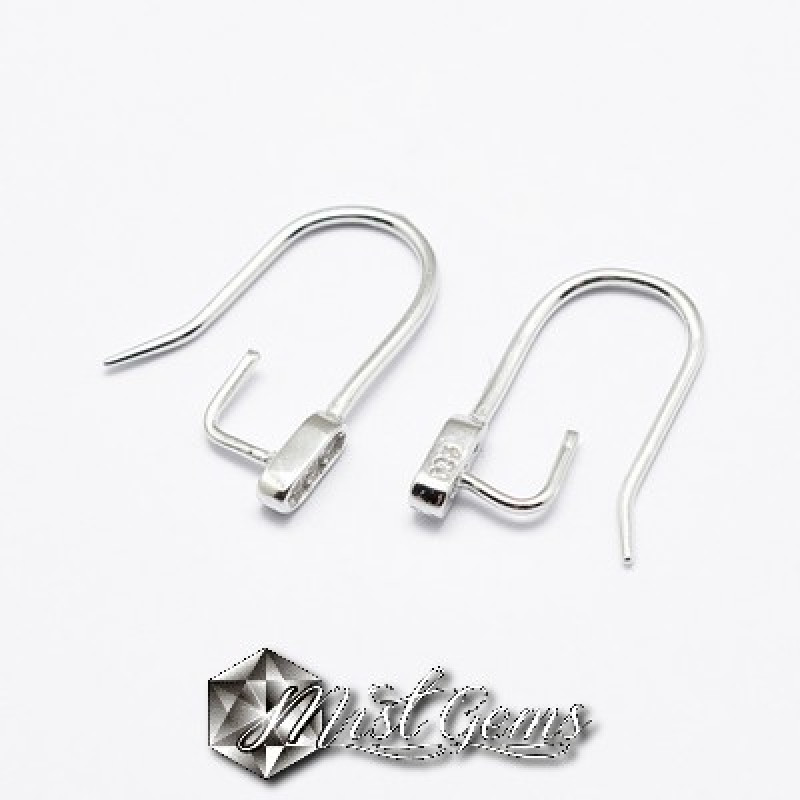 Baza Confectionat Cercei din Argint 925-Carlig Clasic-cu Cubic Zirconia-10X10mm -1pereche