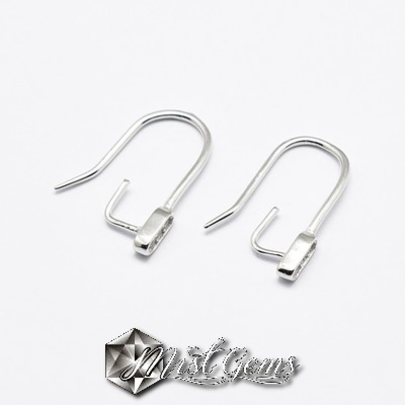 Baza Confectionat Cercei din Argint 925-Carlig Clasic-cu Cubic Zirconia-10X10mm -1pereche