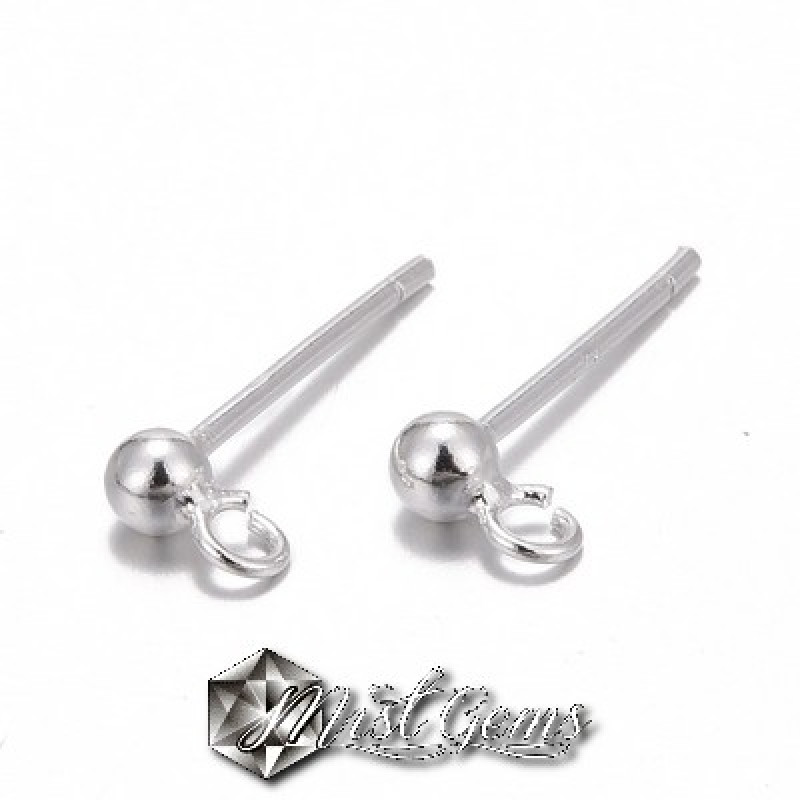 Baza Confectionat Cercei din Argint 925-cu Pin si Sfera 2.5mm -1pereche