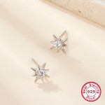 Cercei din Argint 925-Stea cu Cubic Zirconia -1pereche