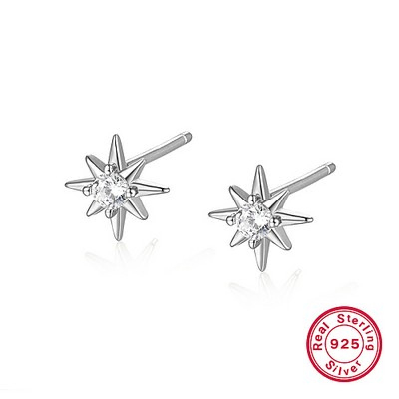 Cercei din Argint 925-Stea cu Cubic Zirconia -1pereche
