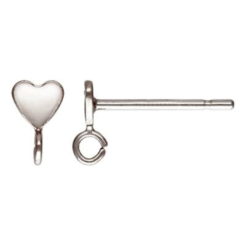 Baza Confectionat Cercei din Argint 925-cu Pin si Inimioara 3.5mm -1pereche