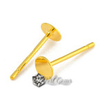 Baza Confectionat Cercei din Argint 925 Placat cu Aur 18k-cu Platou 5mm -1pereche