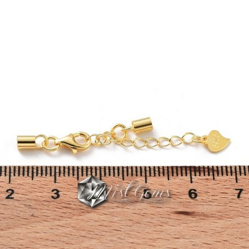 Set Inchizatoare Lobster ,Terminatii Snur 1.5mm ,Extensie din Argint 925 placat cu Aur -1set