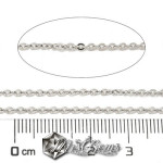 20 cm.Lant din Argint 925 Zale Plate Placat cu Rodiu - 2X1.7mm