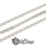 20 cm.Lant din Argint 925 Zale Plate Placat cu Rodiu - 2X1.7mm