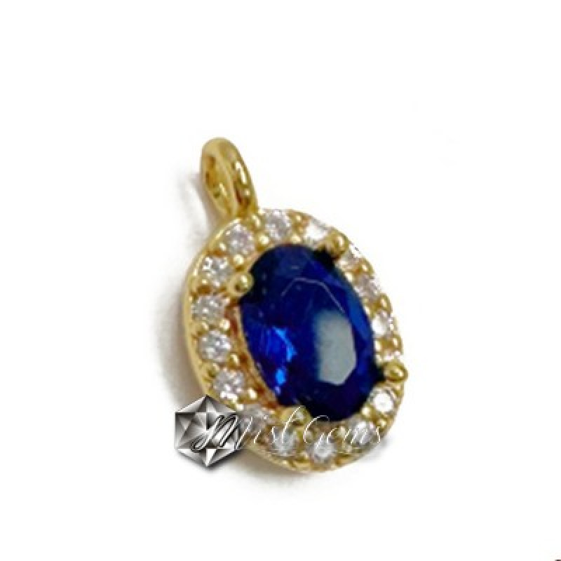 Pandantiv Oval din Argint 925 Placat cu Aur 18k-Cubic Zirconia -1buc