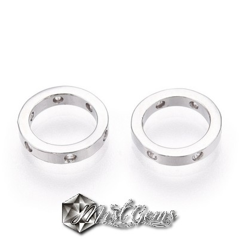 Charm  (pandantiv mic) din Argint 925 Placat cu Platina-Cerc cu 6 Puncte Cubic Zirconia-1buc