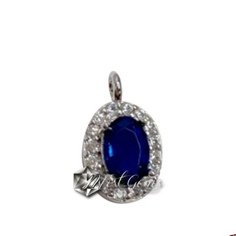 Pandantiv Oval din Argint 925 Placat cu Platina-Cubic Zirconia -1buc