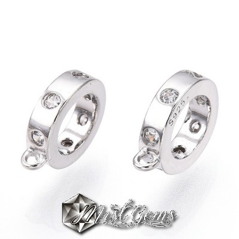 Charm  (pandantiv mic) din Argint 925 Placat cu Platina-Cerc cu 6 Puncte Cubic Zirconia si anou-1buc