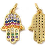 Pandantiv din Argint 925 Placat cu Aur 18k-Hamsa Hand/Hand of Miriam-1buc