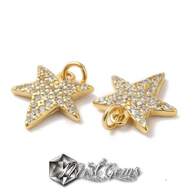 Pandant din Argint 925 Placat cu Aur 18k-Stea cu Cubic Zirconia-1buc