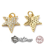 Pandant din Argint 925 Placat cu Aur 18k-Stea cu Cubic Zirconia-1buc