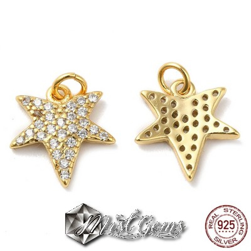 Pandant din Argint 925 Placat cu Aur 18k-Stea cu Cubic Zirconia-1buc