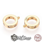 Charm  (mic pandantiv) din Argint 925 Placat cu Aur 18k-Cerc cu 6 Puncte Cubic Zirconia si Anou-1buc