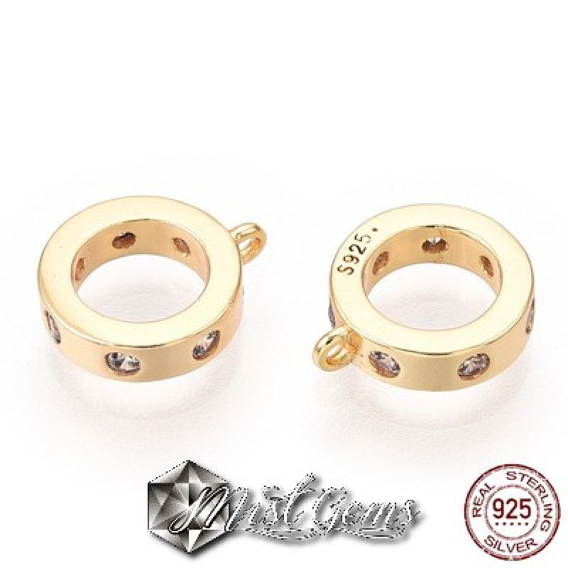 Charm  (mic pandantiv) din Argint 925 Placat cu Aur 18k-Cerc cu 6 Puncte Cubic Zirconia si Anou-1buc