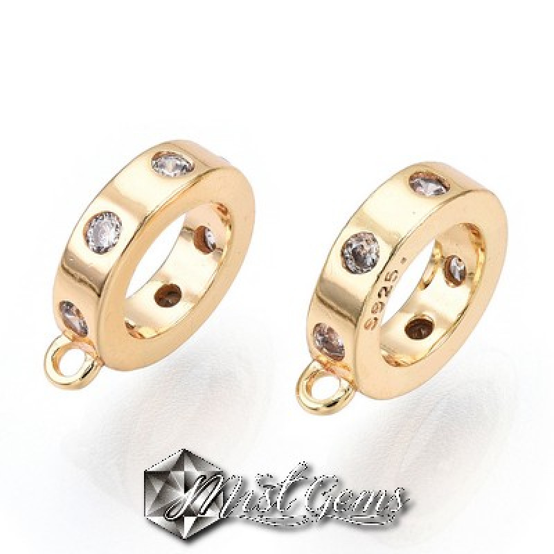 Charm  (mic pandantiv) din Argint 925 Placat cu Aur 18k-Cerc cu 6 Puncte Cubic Zirconia si Anou-1buc