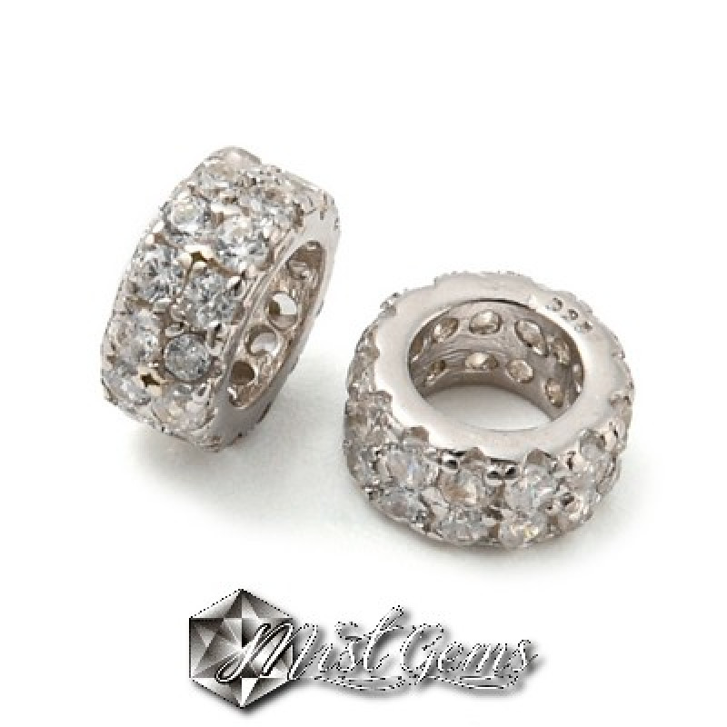 Charm  (pandantiv mic) din Argint 925 Placat cu Rodiu-Cerc cu Cubic Zirconia-1buc