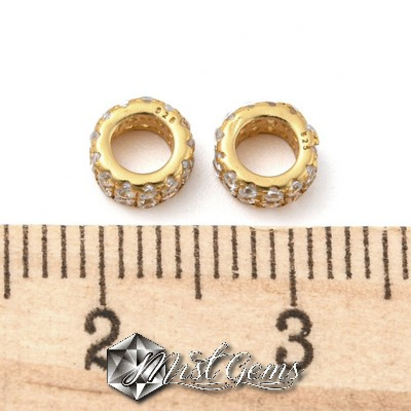 Charm  (mic pandantiv) din Argint 925 Placat cu Aur 18k-Cerc cu Cubic Zirconia-1buc