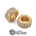 Charm  (mic pandantiv) din Argint 925 Placat cu Aur 18k-Cerc cu Cubic Zirconia-1buc