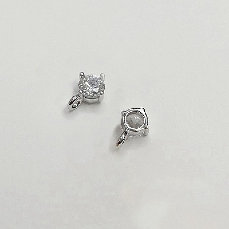 Charm  (mic pandantiv) din Argint 925 -Caseta cu Cubic Zirconia-3.5mm -1buc