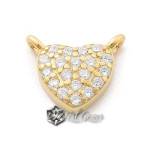 Element de Legatura din Argint 925 Placat cu Aur 18k-Inima cu Cubic Zirconia -1buc