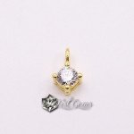 Charm  (mic pandantiv) din Argint 925 Placat cu Aur 18k -Caseta cu Cubic Zirconia Transparenta-4.8mm -1buc