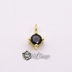 Charm din Argint 925 Placat cu Aur 18k-Caseta cu Cubic Zirconia Neagra-4.8mm -1buc