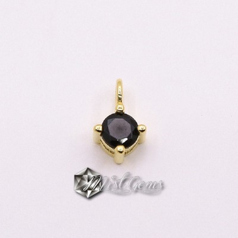 Charm  (mic pandantiv) din Argint 925 Placat cu Aur 18k-Caseta cu Cubic Zirconia Neagra-4.8mm -1buc