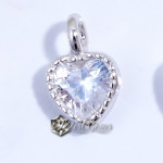 Charm  (mic pandantiv) din Argint 925 -Inima cu Cubic Zirconia Transparenta-4mm -1buc