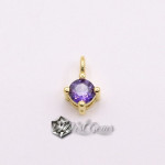 Charm  (mic pandantiv) din Argint 925 Placat cu Aur 18k -Caseta cu Cubic Zirconia Mov-4.8mm -1buc