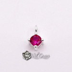 Charm (pandantiv mic) din Argint 925-Caseta cu Cubic Zirconia Rosie-4.8mm -1buc