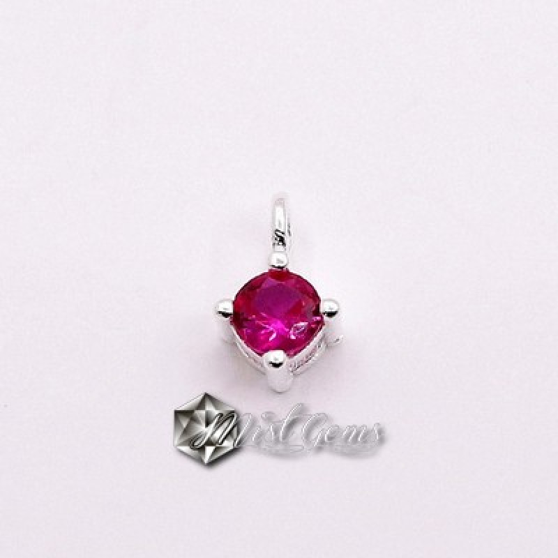 Charm (pandantiv mic) din Argint 925-Caseta cu Cubic Zirconia Rosie-4.8mm -1buc