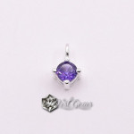 Charm  (mic pandantiv) din Argint 925 -Caseta cu Cubic Zirconia Mov-4.8mm -1buc