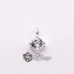 Charm  (mic pandantiv) din Argint 925 -Caseta cu Cubic Zirconia Transparenta-4.8mm -1buc