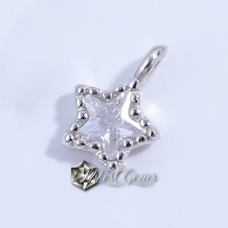 Charm din Argint 925-Stea cu Cubic Zirconia Transparenta-4.3mm -1buc