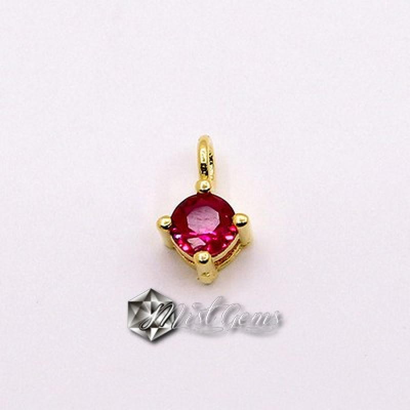 Charm  (mic pandantiv) din Argint 925 Placat cu Aur 18k -Caseta cu Cubic Zirconia Rosie-4.8mm -1buc