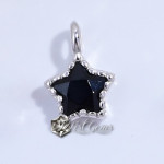 Charm din Argint 925-Stea cu Cubic Zirconia Neagra-4.3mm -1buc