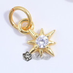 Charm (mic pandantiv)  din Argint 925 Placat cu Aur 18k-"Roza Vanturilor" cu Cubic Zirconia Transparent-6mm -1buc