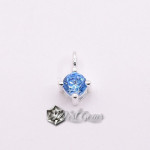 Charm (mic pandantiv) din Argint 925 -Caseta cu Cubic Zirconia Aqua-4.8mm -1buc