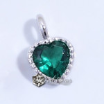 Charm din Argint 925-Inima cu Cubic Zirconia Verde-4mm -1buc