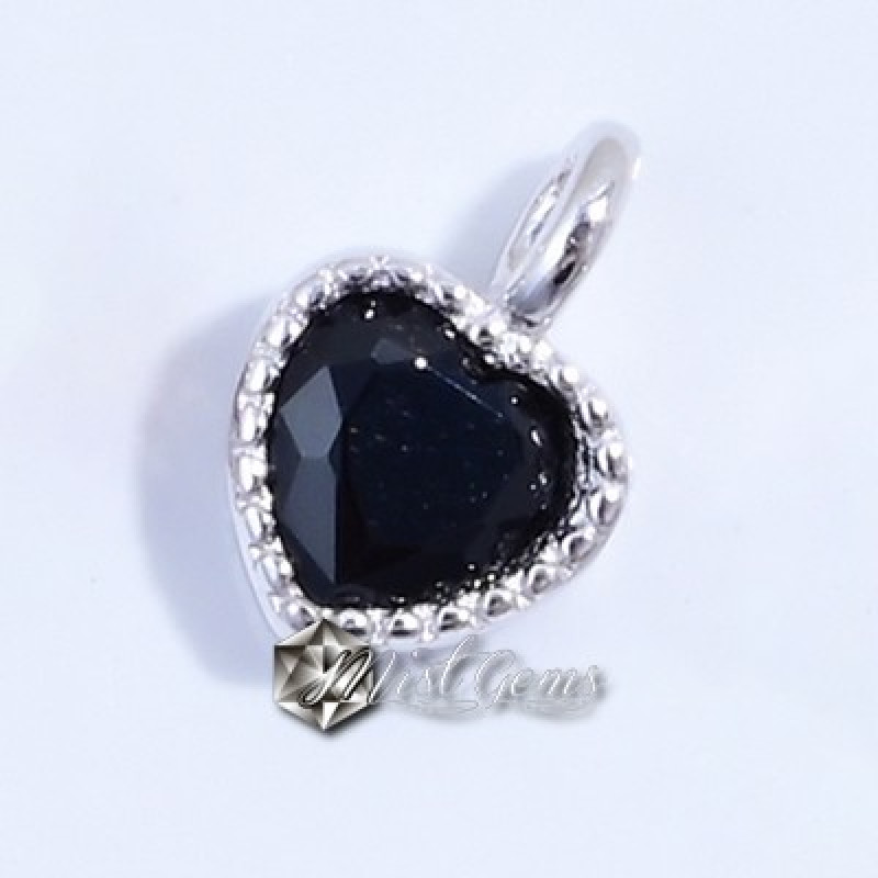 Charm (mic pandantiv)  din Argint 925 -Inima cu Cubic Zirconia Neagra-4mm -1buc
