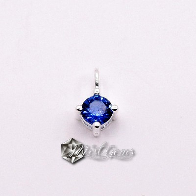 Charm (mic pandantiv) din Argint 925 -Caseta cu Cubic Zirconia Albastra-4.8mm -1buc