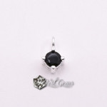 Charm  (mic pandantiv) din Argint 925 -Caseta cu Cubic Zirconia Neagra-4.8mm -1buc