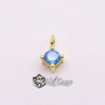 Charm  (mic pandantiv) din Argint 925 Placat cu Aur 18k -Caseta cu Cubic Zirconia Aqua-4.8mm -1buc