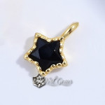Charm (pandantiv mic) din Argint 925,placat cu aur 18k -Stea cu Cubic Zirconia Neagra-4.3mm -1buc