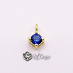 Charm  (mic pandantiv) din Argint 925 Placat cu Aur 18k -Caseta cu Cubic Zirconia Albastra-4.8mm -1buc