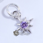 Charm (pandantiv mic) din Argint 925-"Roza Vanturilor" cu Cubic Zirconia Lila-6mm -1buc