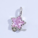 Charm  (mic pandantiv) din Argint 925 -Stea cu Cubic Zirconia Roz-4.3mm -1buc